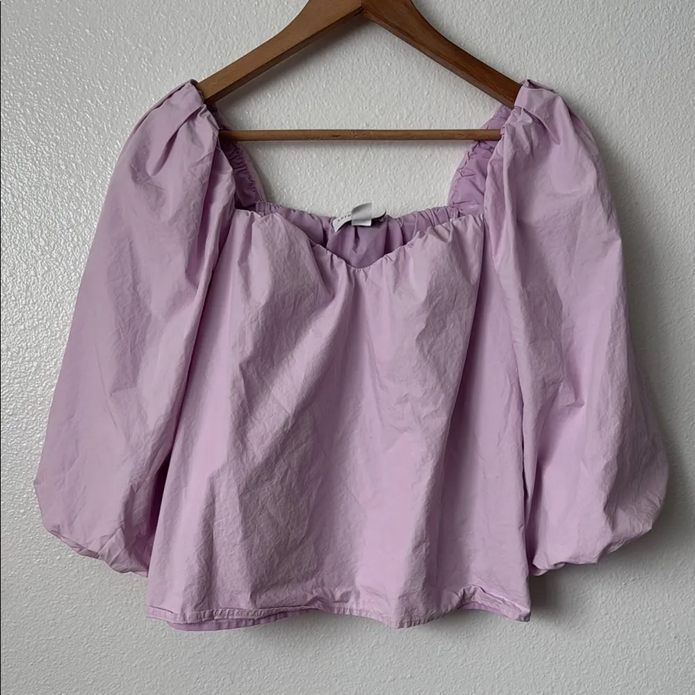 Anthropologie S Janine Sweetheart Lavender Puff Sleeve Blouse - Image 5