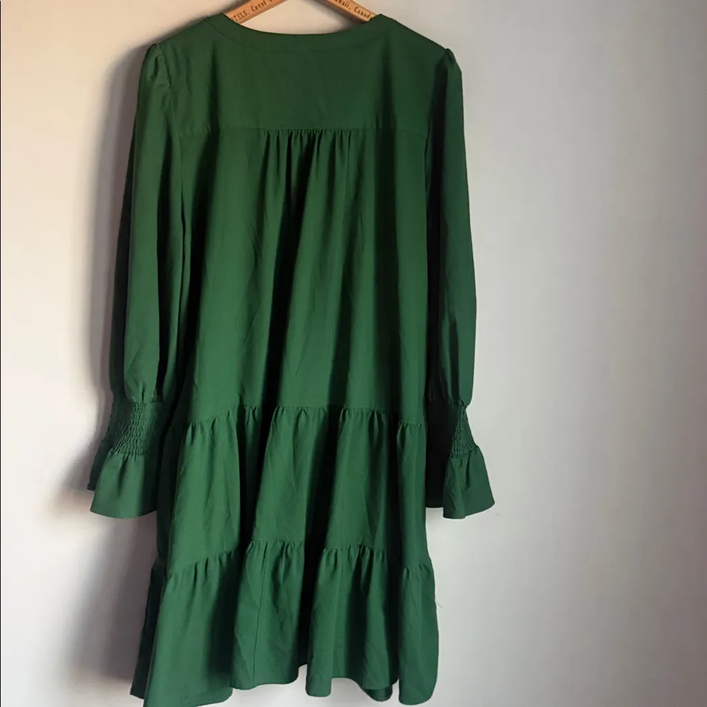 TUCKERNUCK POMANDER PLACE Hunter Green Crepe Kenzo Dress - Image 3