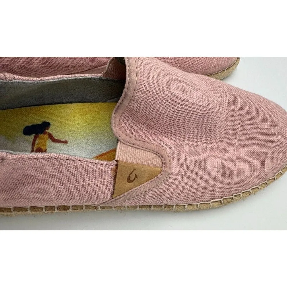 OluKai Kaula Pa'a Kapa Espadrille Shoes Rose Sea Salt Pink Slip On Women's 10 - Image 6