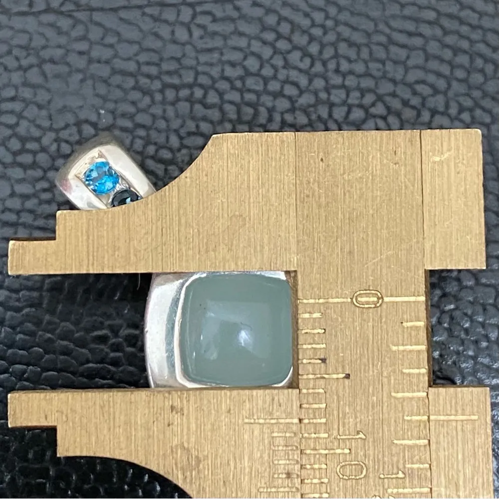 Vintage 925 Signed Blue Topaz Aquamarine Natural Gemstone Pendant 5.6g - Image 12