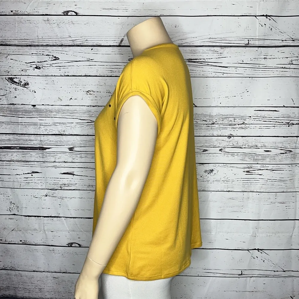 Linda Matthews NWT Size 1X Golden Yellow - Embellished Knit Top Shirt - Image 2