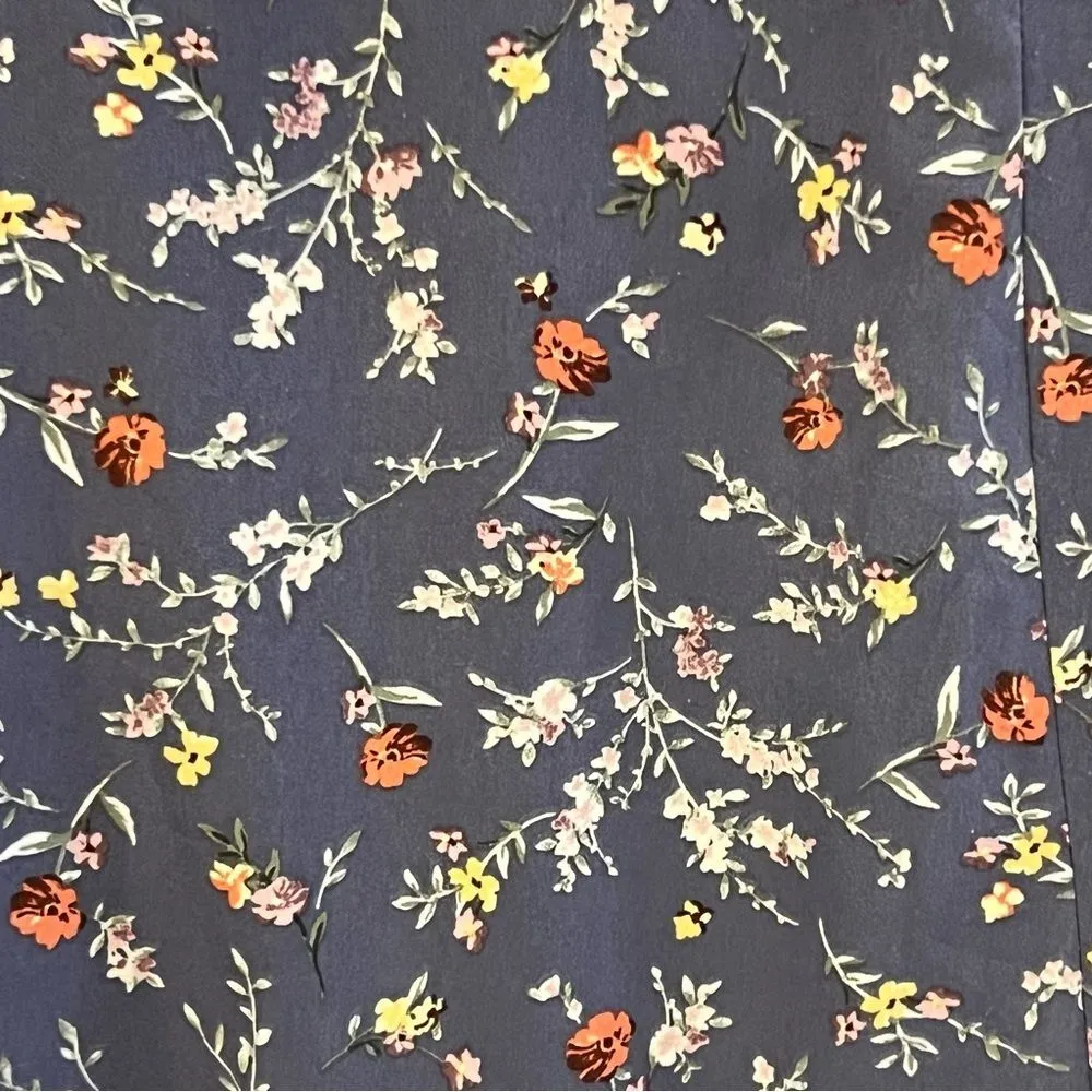 Inspired Hearts Floral Milkmaid Dress Sz XL Puff Sleeves Prairie Cottage Peasant Blue - Image 5