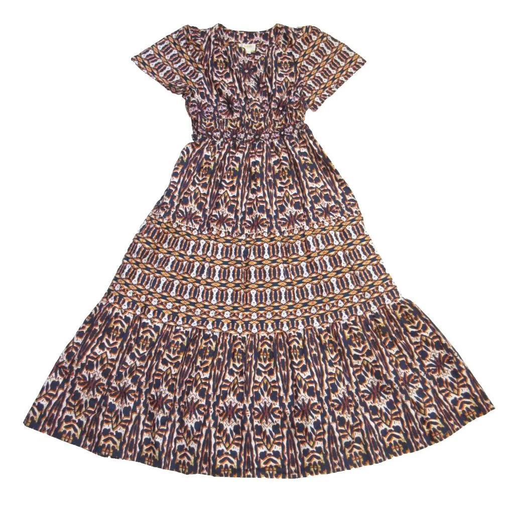 NWT Anthropologie Maeve Somerset Maxi in Orange Navy Print Cotton Dress L - Image 6