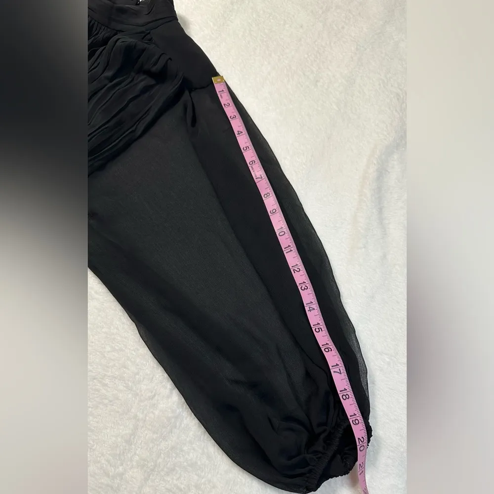 NWT Express Black Mock Neck Long Sleeve Pleated Waist Tiered Ruffle Mini  Dress - Image 8