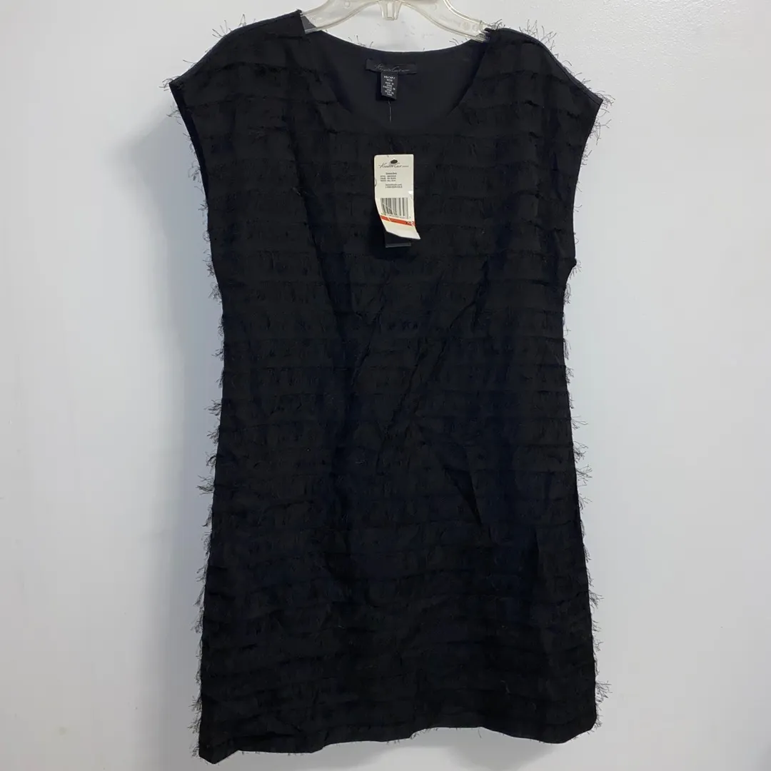 NWT $159  A Line Tiered Black Crew Neck Dress XS - Image 3