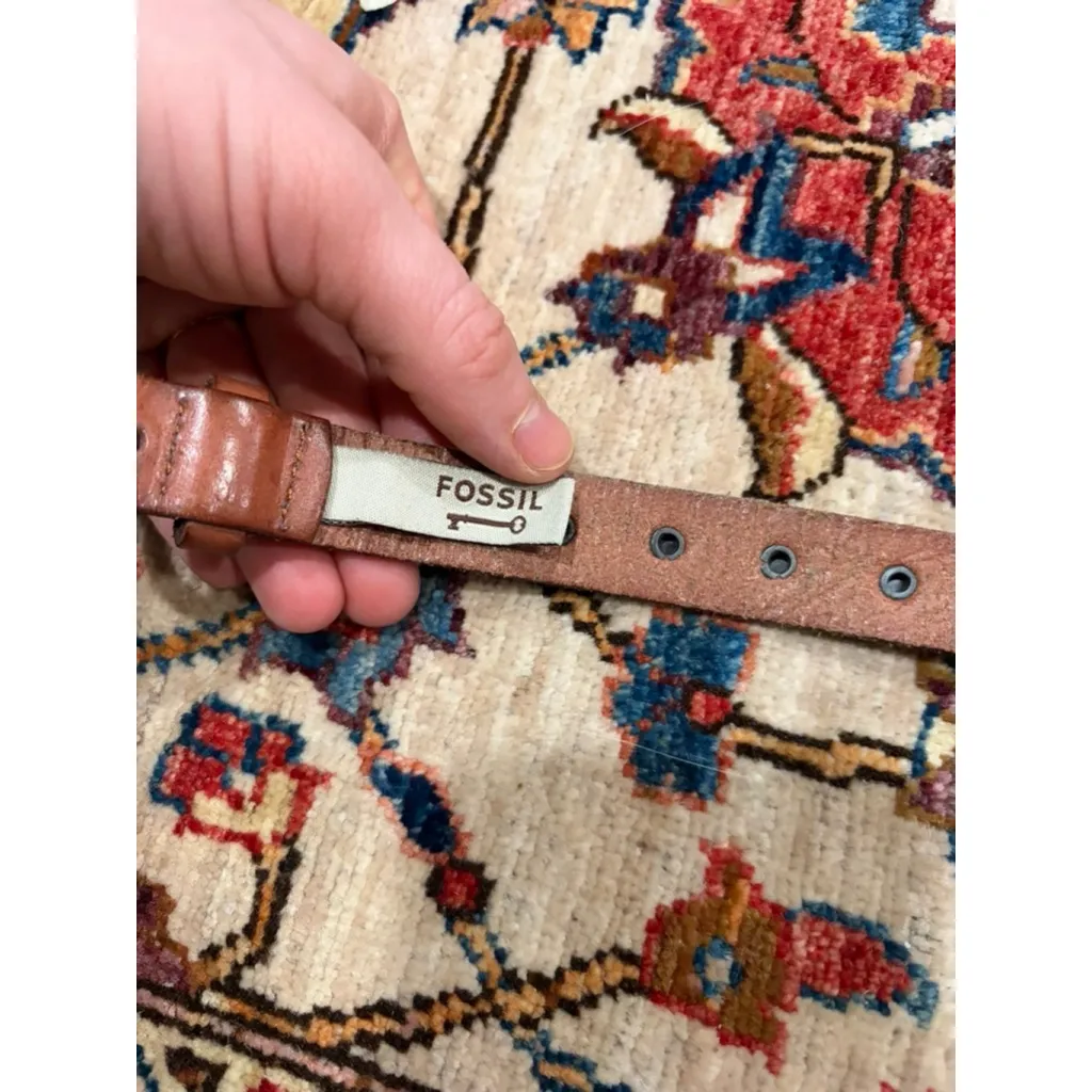 Fossil Brown Leather Belt Double Prong Grommet Casual Everyday Vintage Large - Image 5