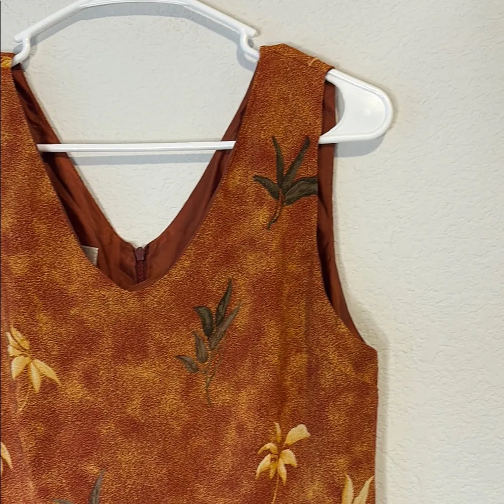 Burton Rust Floral Midi Dress Large - Image 3