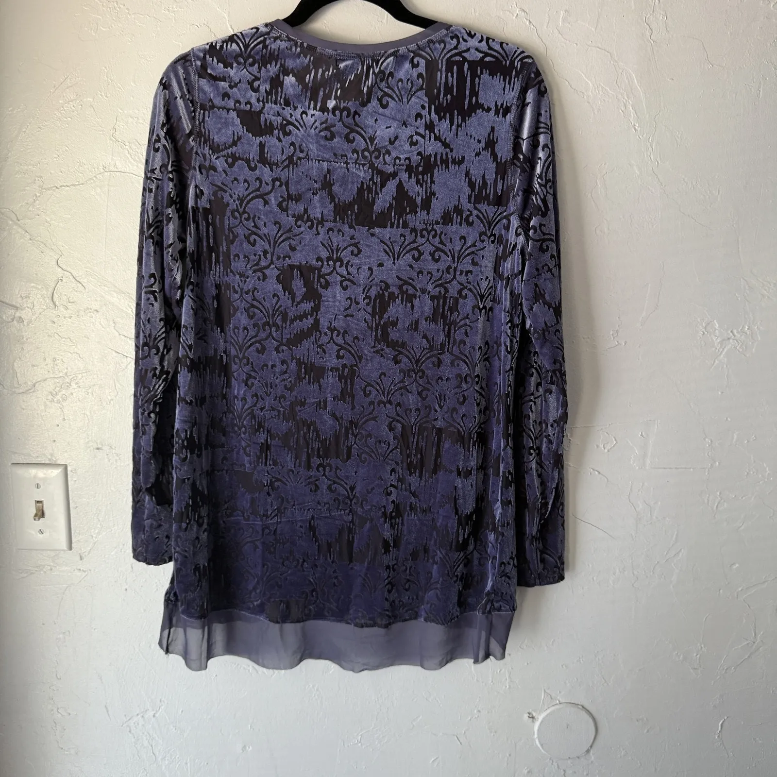 Fade Vintage 90s‎ Grunge Top Large Velvet Burnout Whimsigoth Witchy Shirt Purple - Image 7