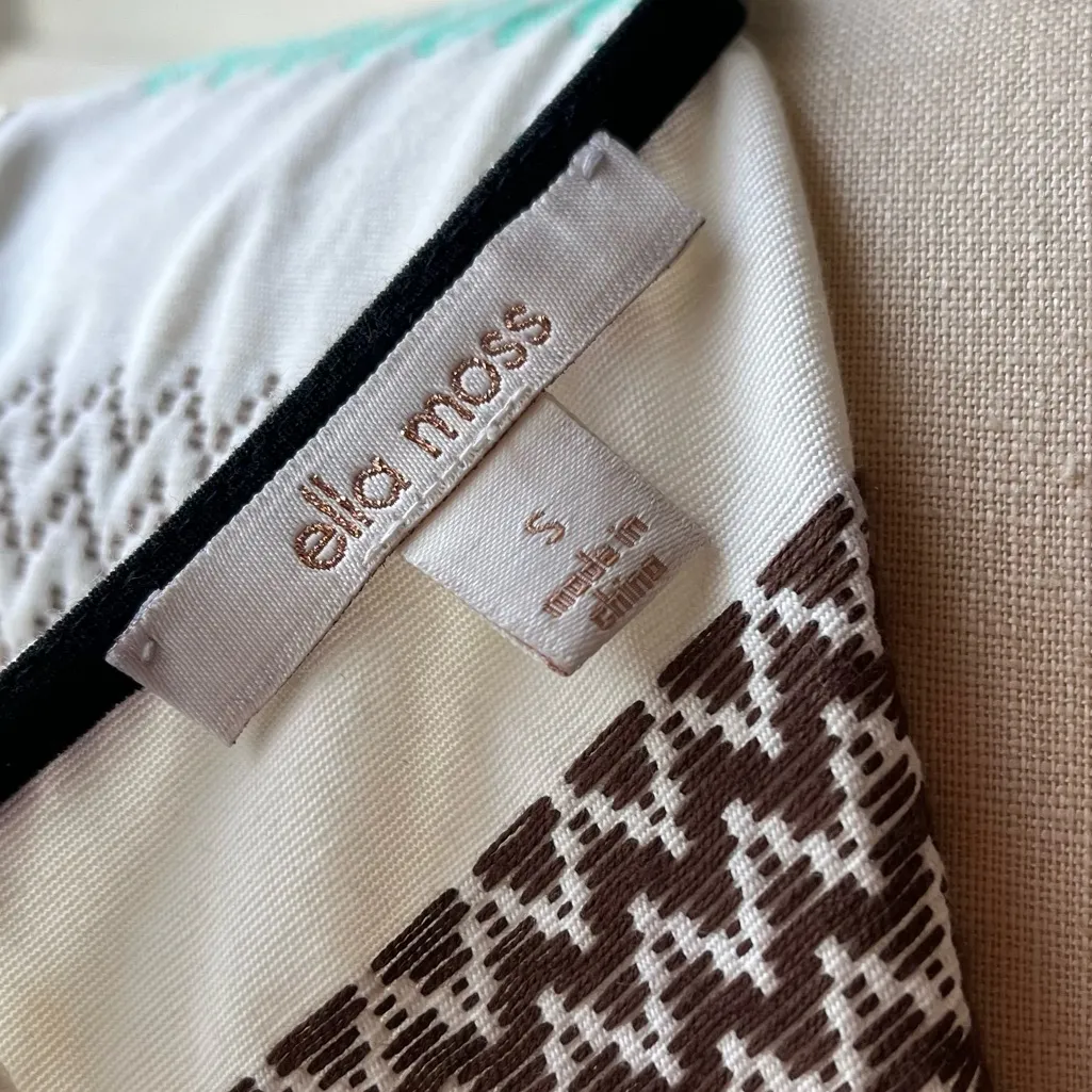 Ella Moss• jacquard cotton zip back blouse•sz s - Image 4