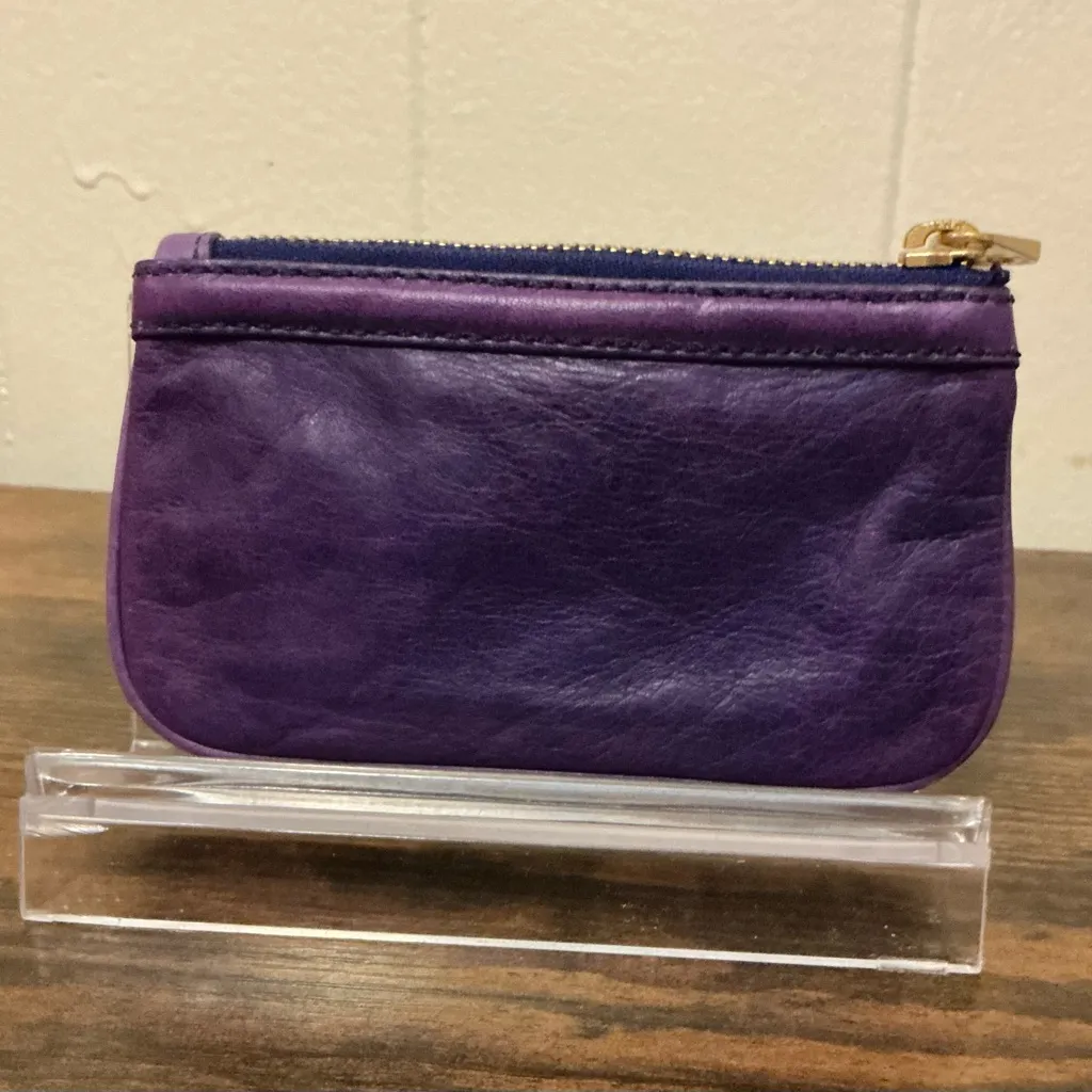 MARC By Marc Jacobs Purple Soft Leather Small Zip Card Key Holder Wallet Gold - Image 2