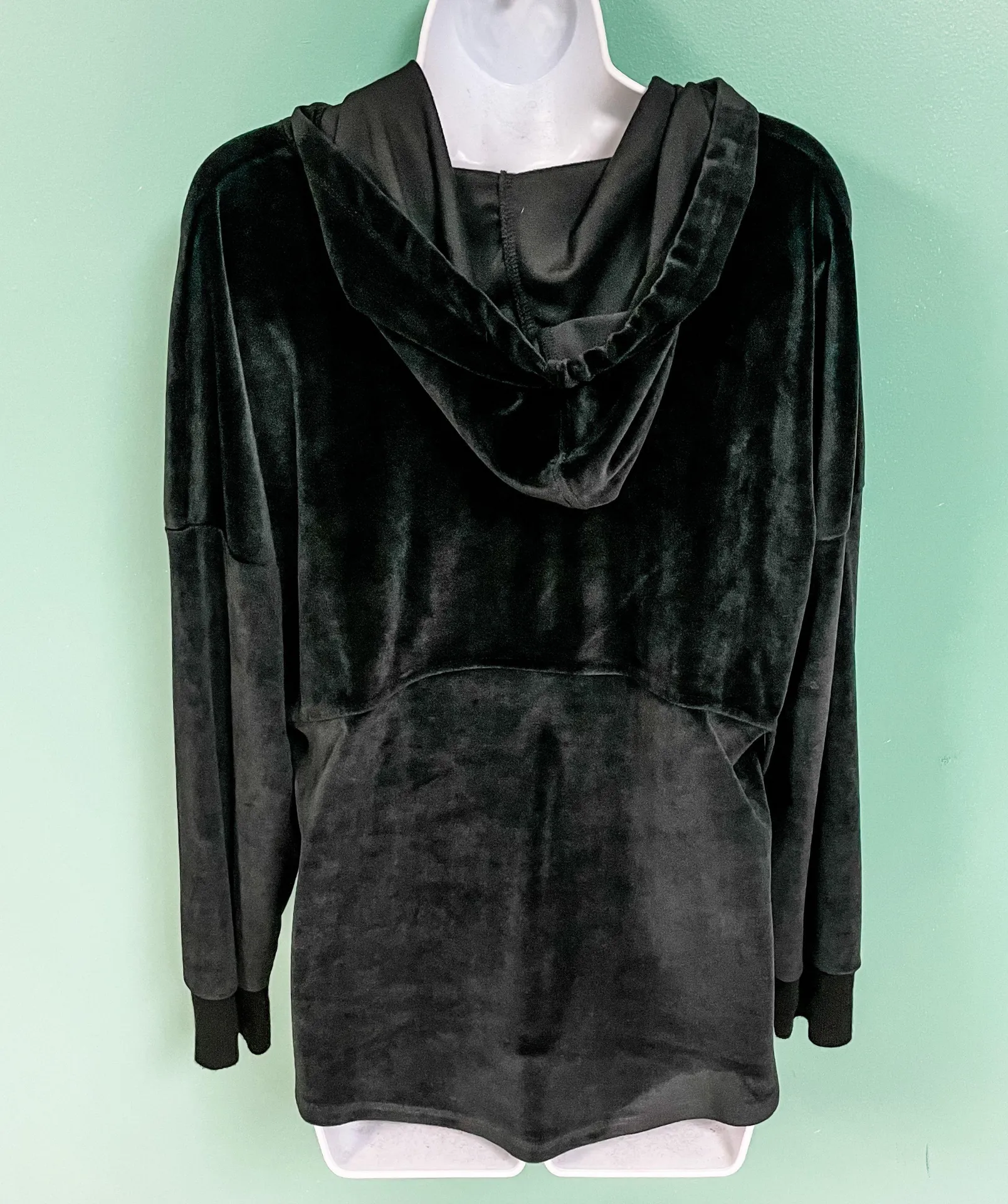 Black Velour Hooded Sweatshirt - Image 3