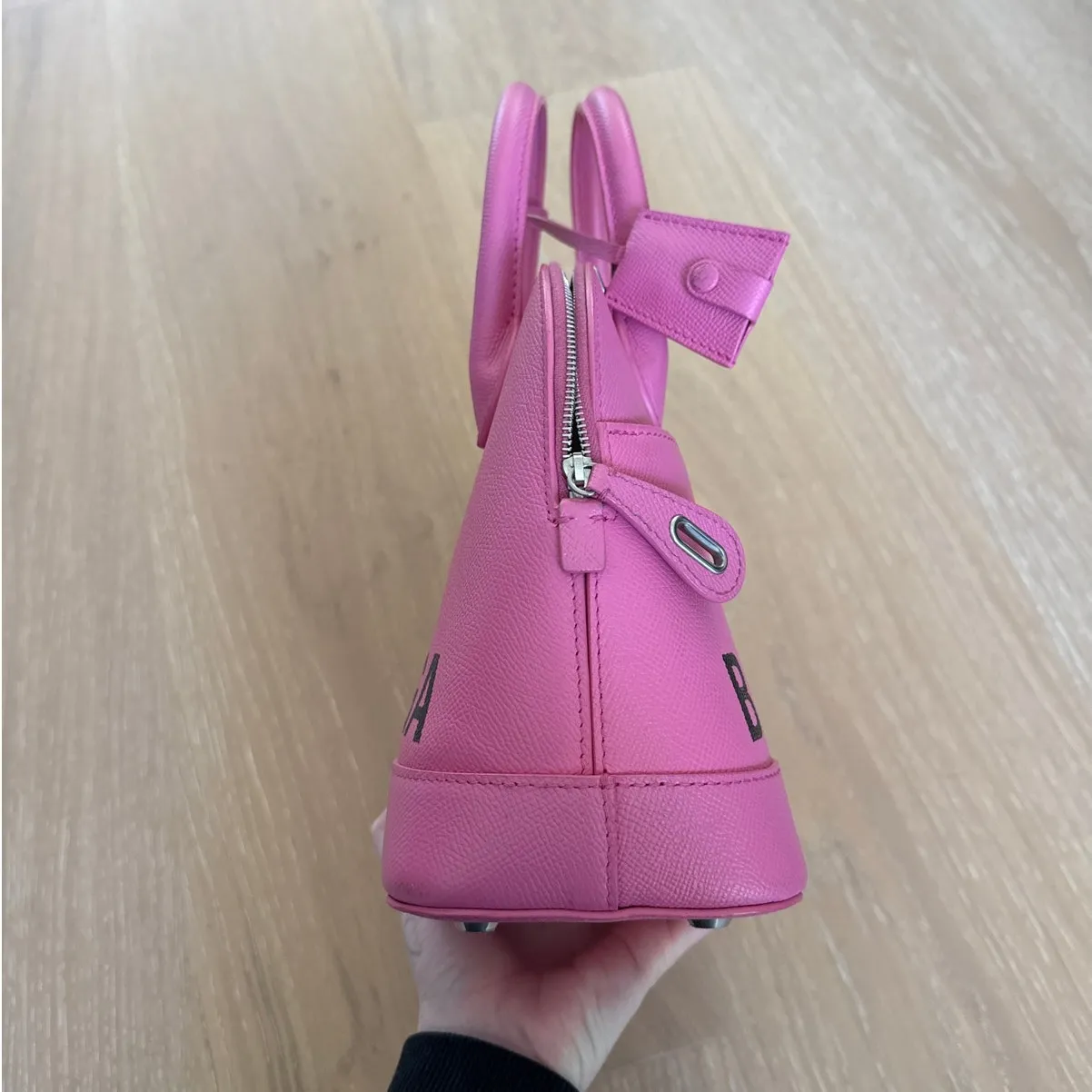 Balenciaga Ville Top Handle Leather Bag Small Pink Black - Image 10