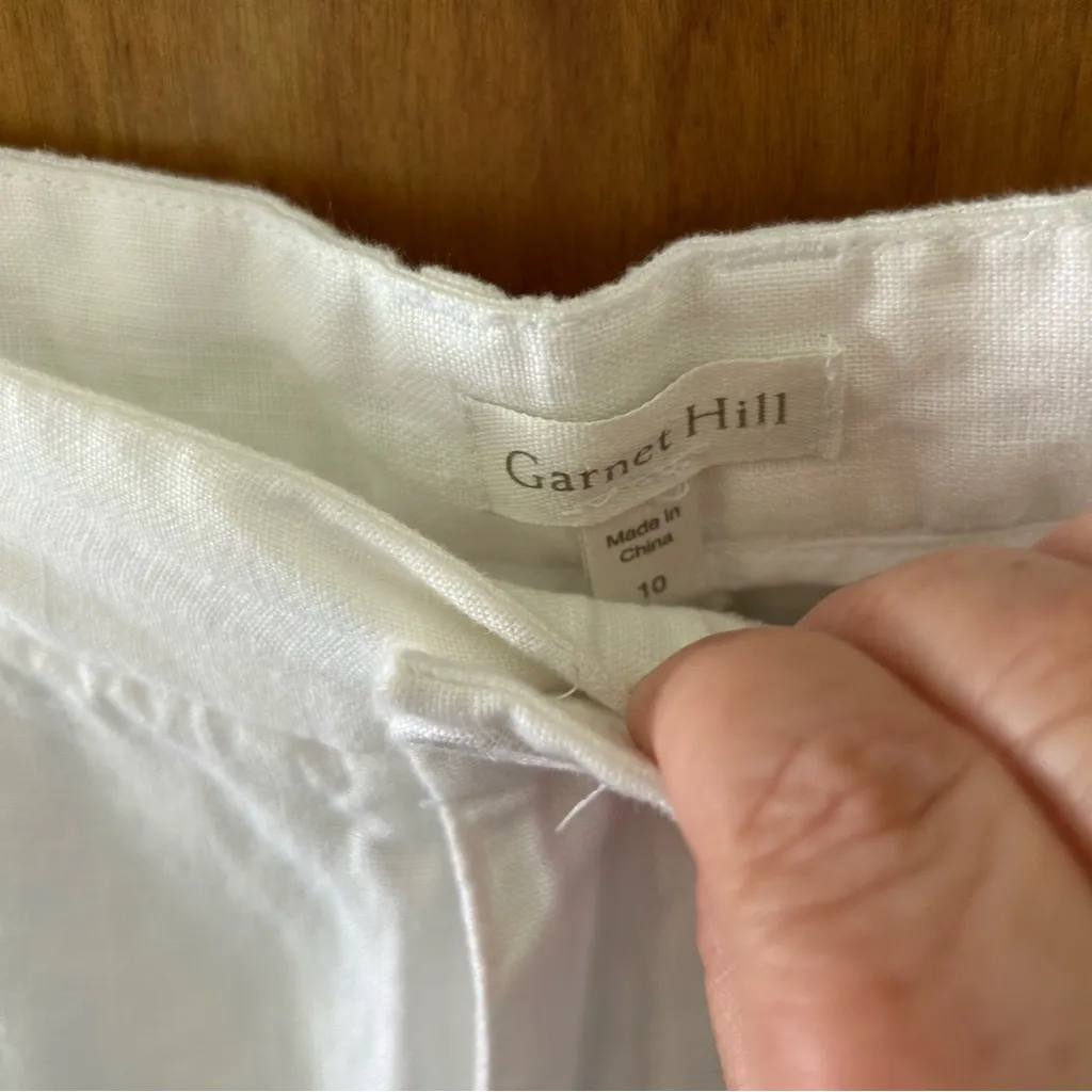 Garnet Hill Classic White Linen Trousers. Size 10. - Image 8
