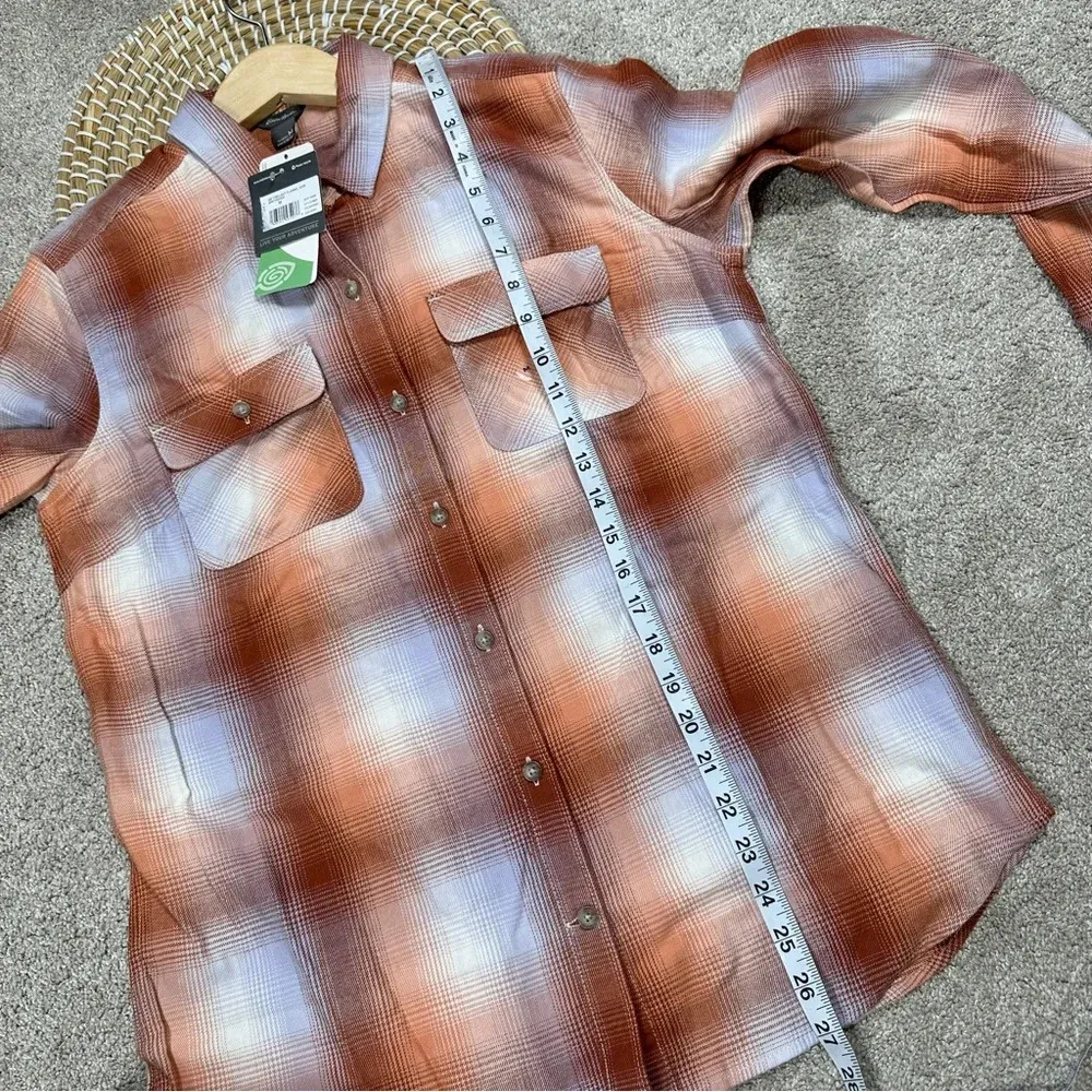 NWT Eddie Bauer Women’s Firelight Flannel Shirt Button Down in Burnt Orange M - Image 14