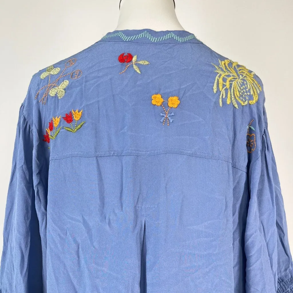 NWOT Johnny Was Biya Carden Tunic Silk Embroidered Floral Tunic Shirt Blouse M - Image 8