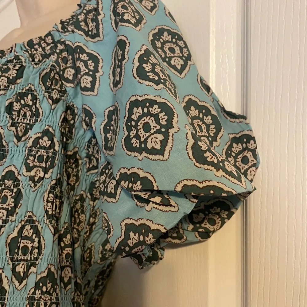 Maurices Powder Blue Smocked Blouse Elegant Top Large Cottage Coquette Fairy - Image 5