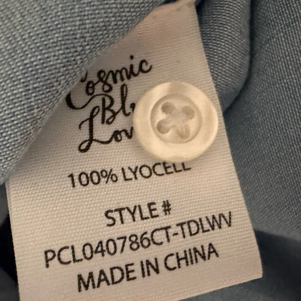 COSMIC BLUE LOVE Stitch Fix Aubrey Whipstitch Button Up Shirt Blue Women’s Sz S - Image 9