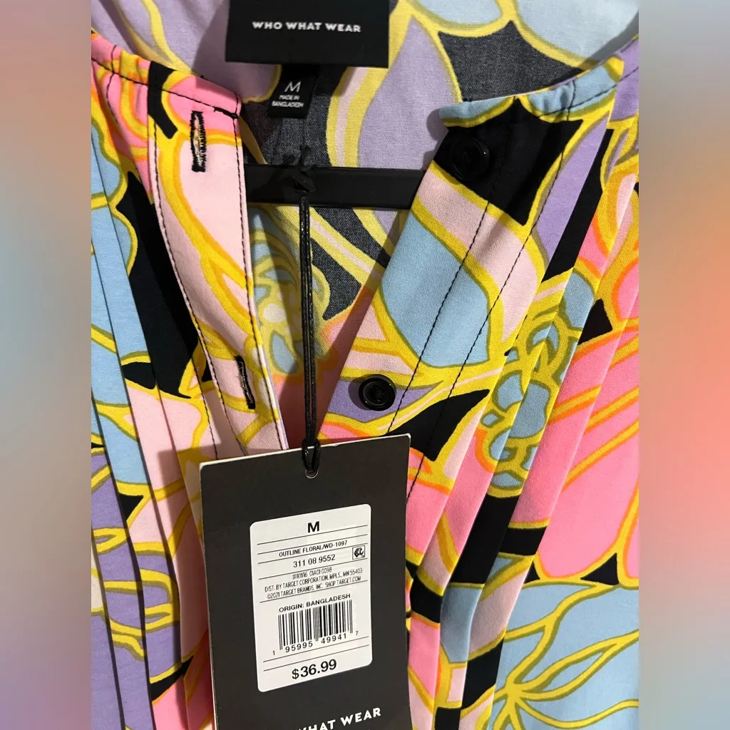 WHO WHAT WEAR Floral Multicolor Tunic Dress - Image 7