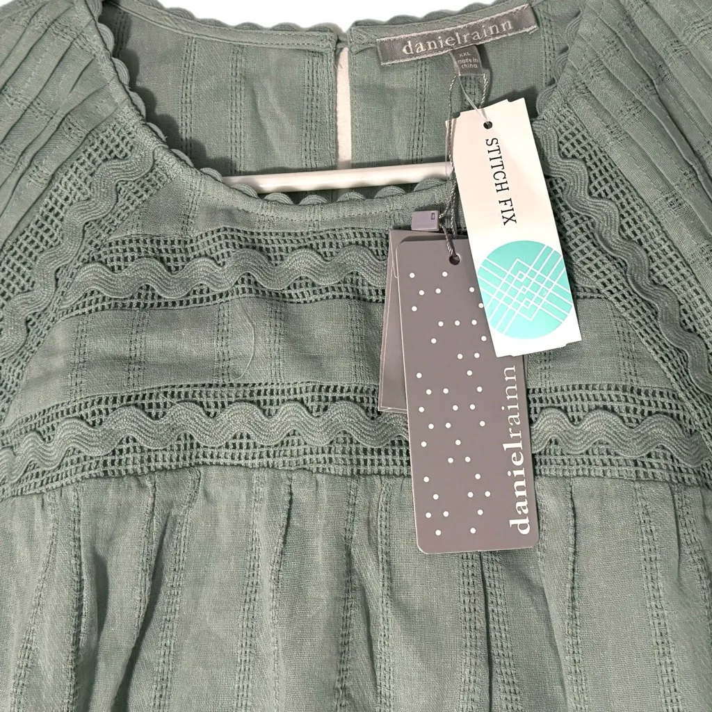 New Daniel Rainn Sage Raegan Lace Detail Blouse Womens Sz XXL Cotton Lined Top - Image 7