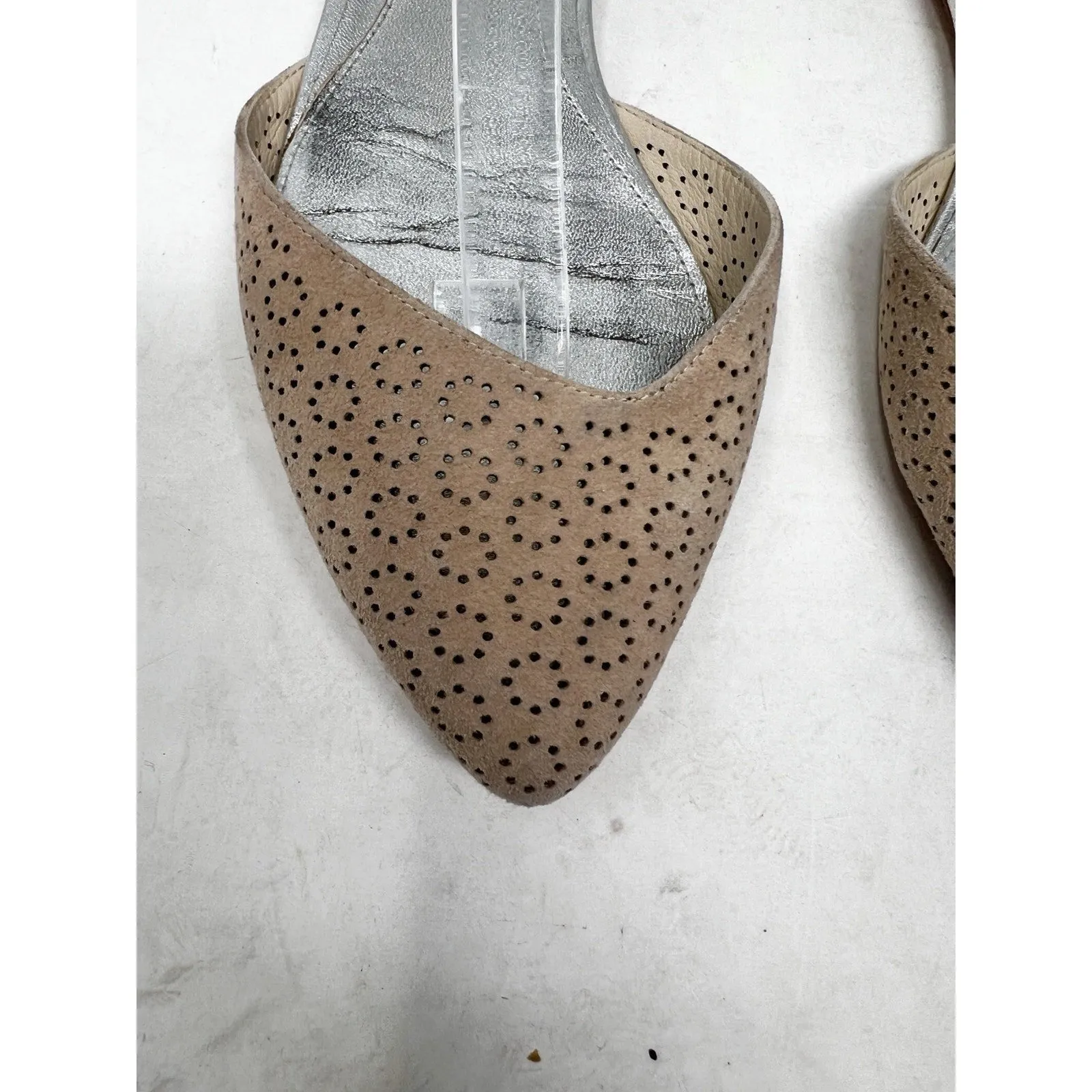 Brian Atwood Sandal Ankle Strap Flats 8 38.5 Leather Pointed‎ Toe Shoes Cutout - Image 2