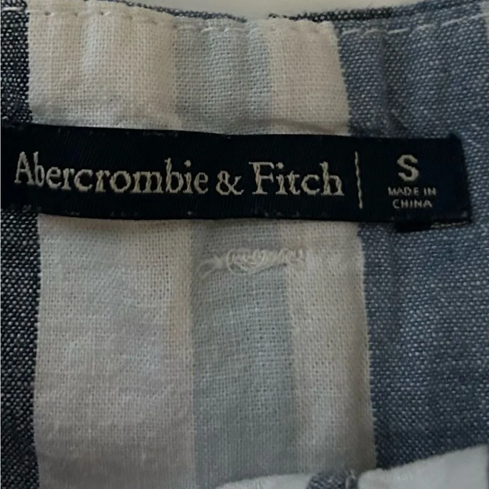Abercrombie & Fitch Blue White Striped Linen Blend Tie Waist Shorts Size Small - Image 5