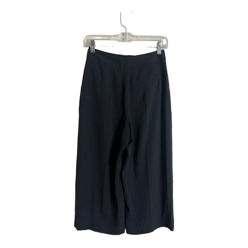 Top Shop Black Wide Leg Cropped Trouser Size 4P - Image 3