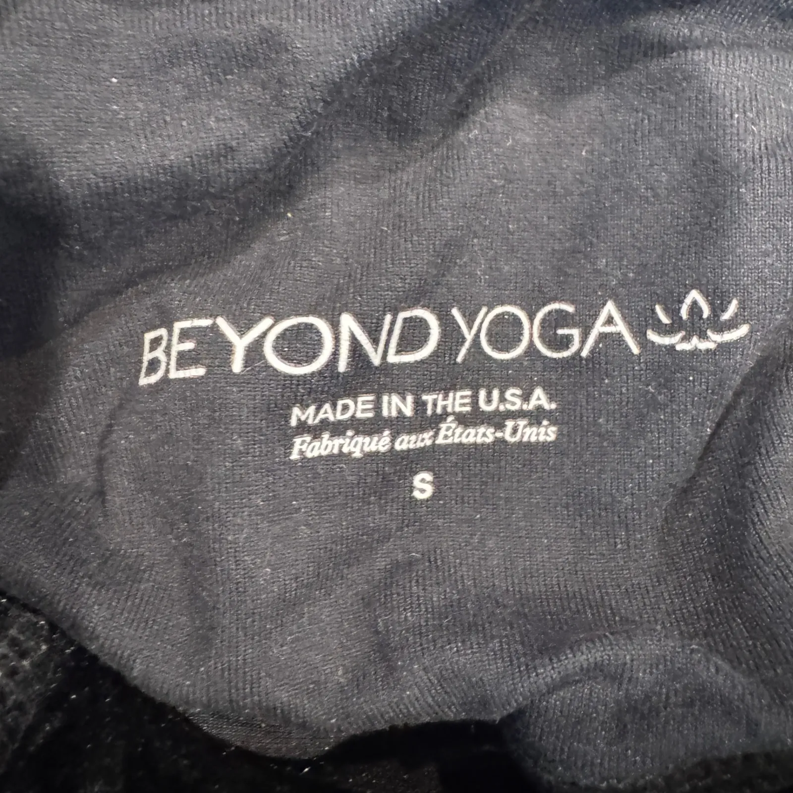 Beyond Yoga Crushed Velvet High Waisted Leggings Black Athleisure Pants Small - Image 3