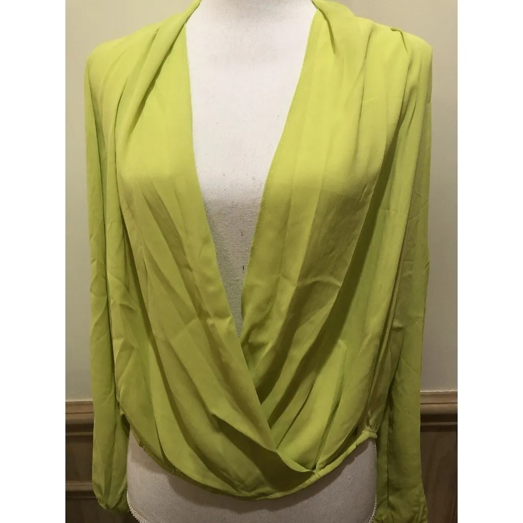 Jealous Tomato ~ Size Medium ~ Lime Green ~ Open V-Neck - Image 2
