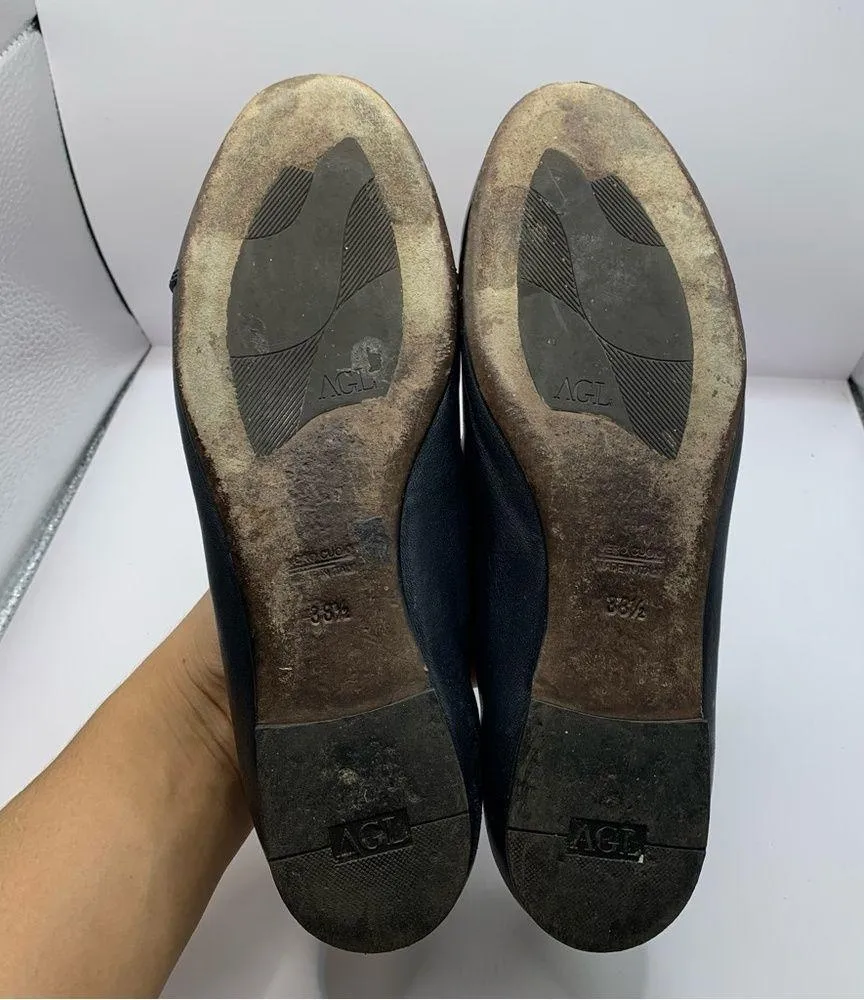 AGL Attilio Giusti Leombruni Flat Leather 38.5 US8.5 Ballet dark navy blue black Size 8.5 - Image 7
