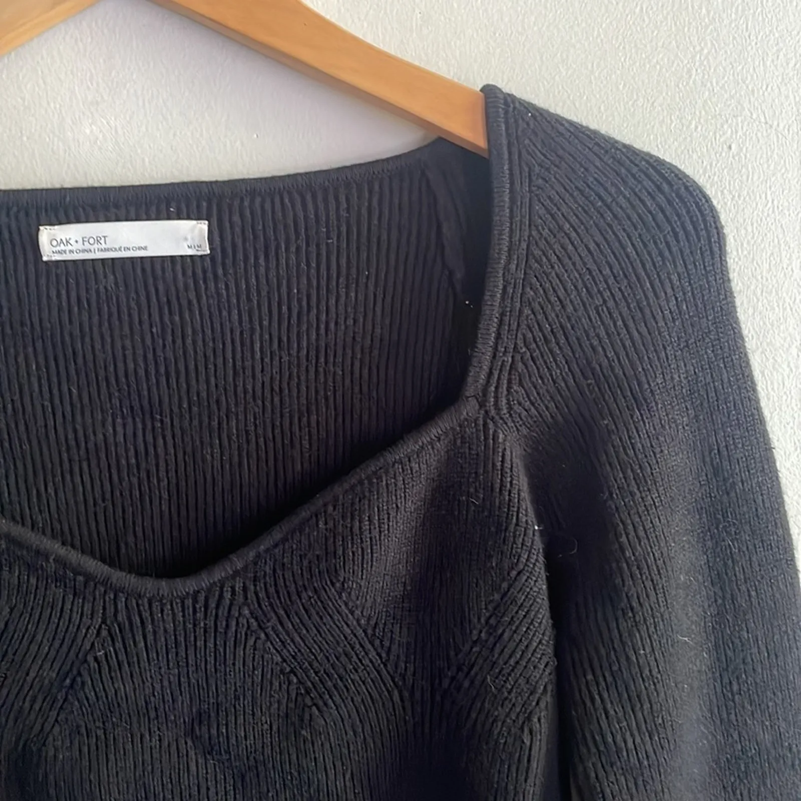 OAK + FORT SWEETHEART NECKLINE TOP Black Size M - Image 8