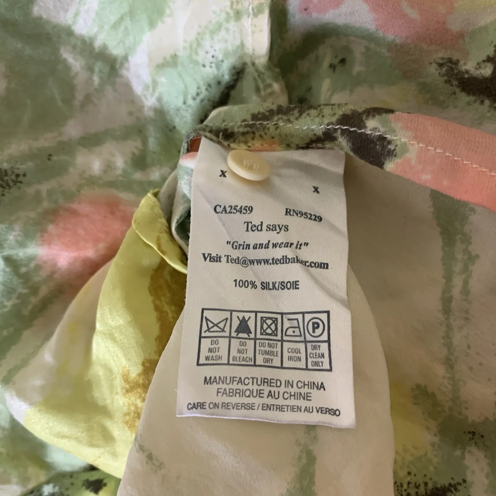 Ted Baker Silk Watercolor Floral Halter Neck Tie Blouse Green Yellow 3 - Image 5