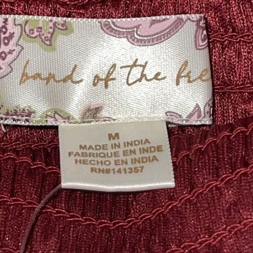 BOG Band Of The Free  LEA RHUBARB SMOCKED CROP TOP Medium Ruffle Red Puff Sleeve - Image 8