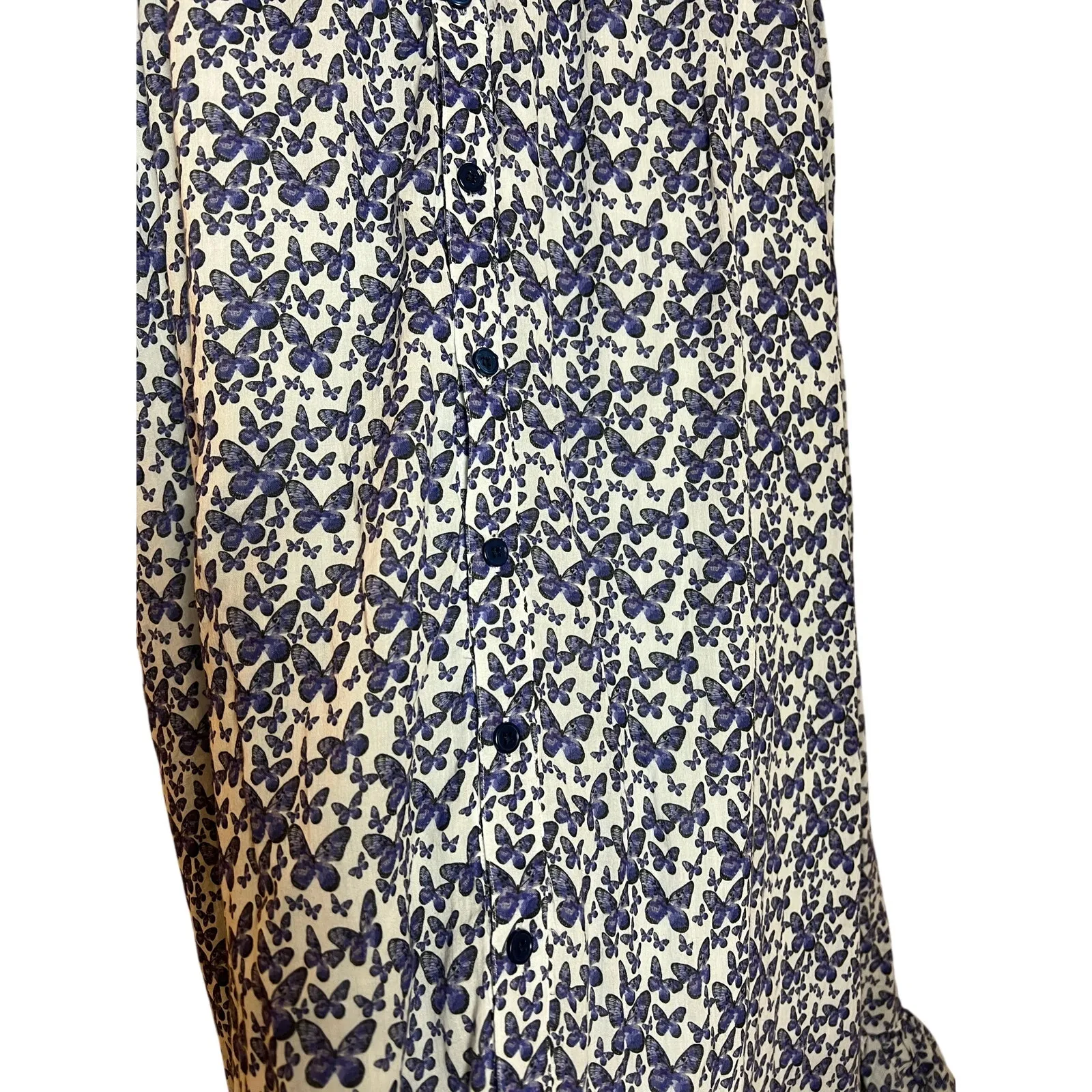 Sundays Cotton Midi Skirt with Purple Butterflies Ruffle Sz. 0 - Image 3