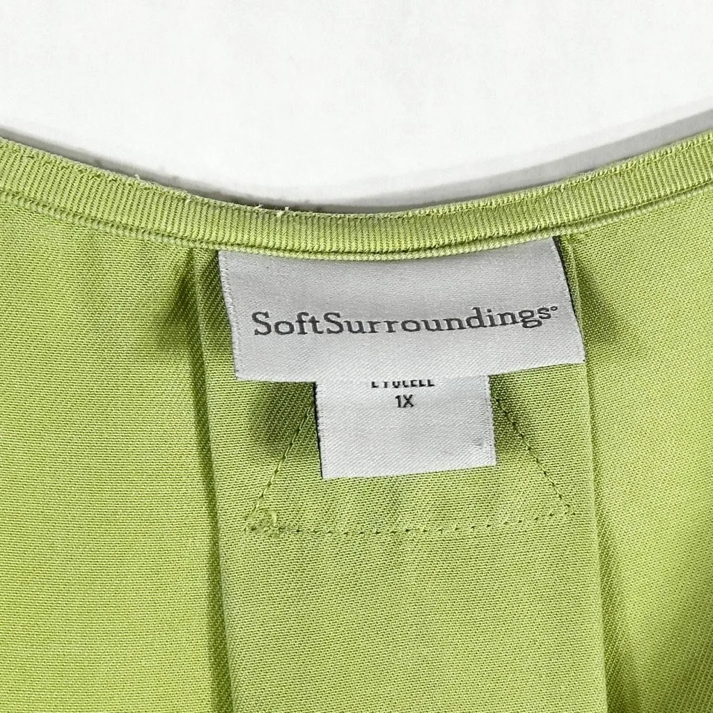 Soft Surroundings Plus Size 1X Top Light Green V Neck Pearl Button Lyocell 1618 - Image 7