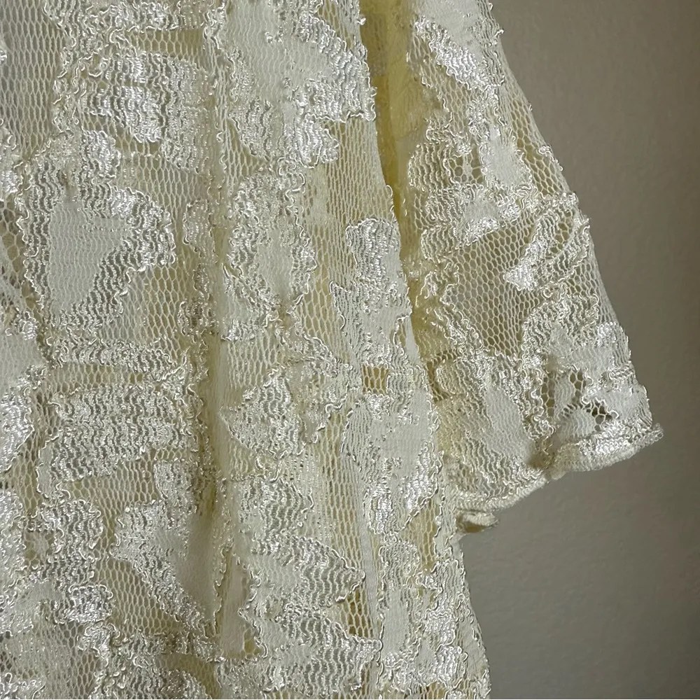 Cottagecore Coquette Cream Lace Cream Sheer Popover Floral XXL Elegant Dainty Size 2X - Image 8