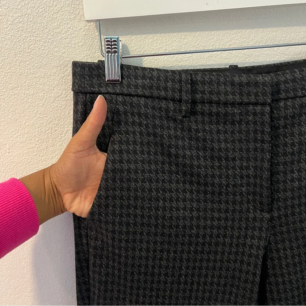 Theory Stretch Knit Twill Houndstooth Tailored Trouser Pants Straight Leg Size 6 - Image 4