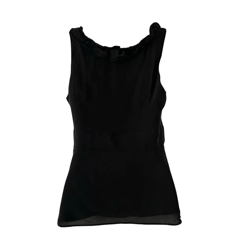 White House Black Market 100% Silk Sleeveless Ruffle Tie Front Blouse S Small - Image 7