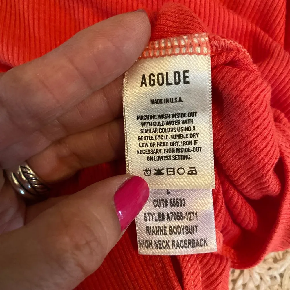 AGOLDE -Rianne High Neck Racerback Ribbed Tank Bodysuit Women's Large - Image 9