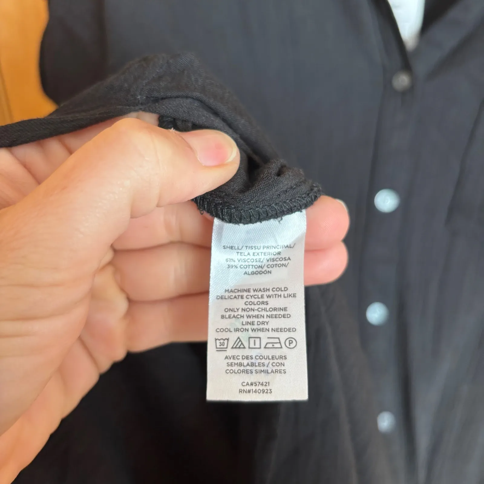 LOFT Black Button Down‎ Dress Women's Size L Shirt Dress Casual Cover up - Image 3