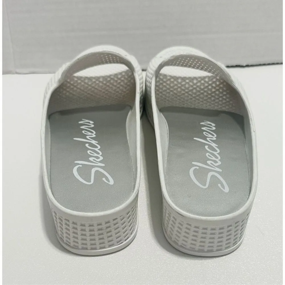 Skechers Plastic Waffle Design Open Toe Slip-On Slides Wedge‎ Sandals White Sz 7 - Image 6