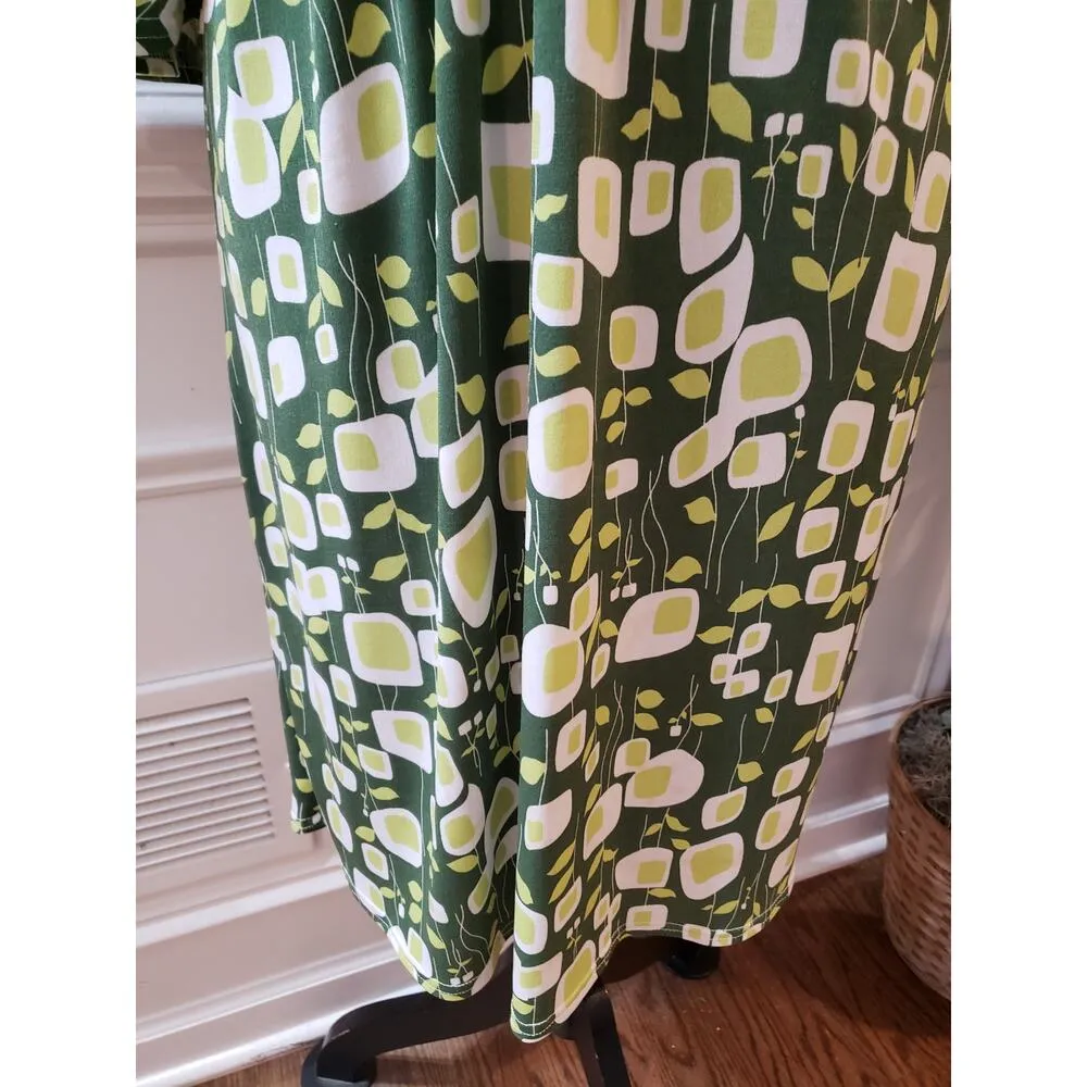 Uncle Frank Women's Size M Green Floral Print Dress Polyester Spandex Casual - Image 5