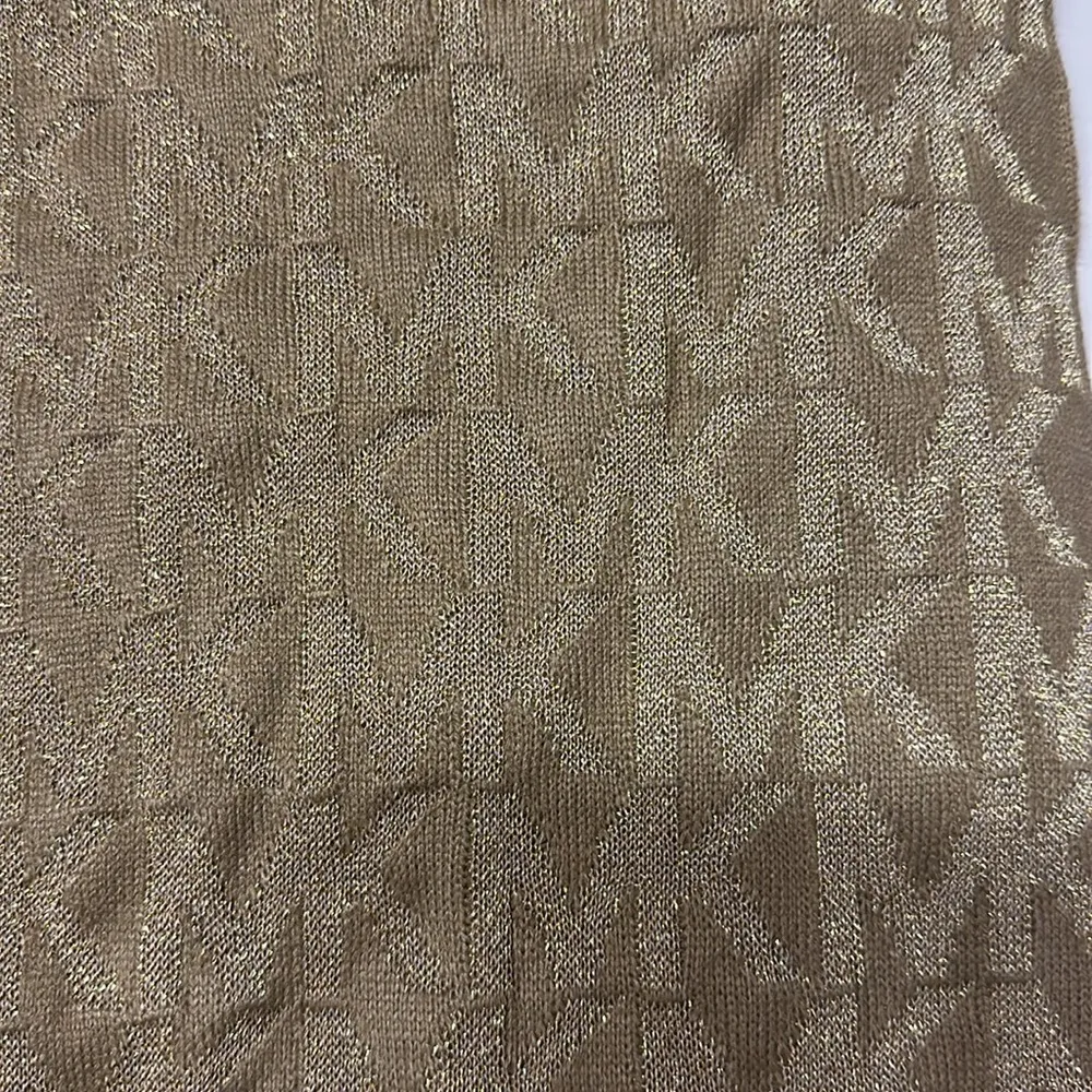 Michael Kors Metallic Gold MK Monogram Print Scarf NEW - Image 2