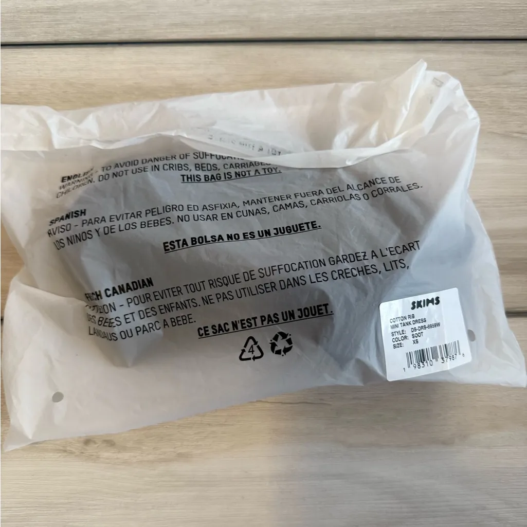 SKIMS Cotton Rib Mini Tank Dress Black XS NWT IN PACKAGE - Image 6