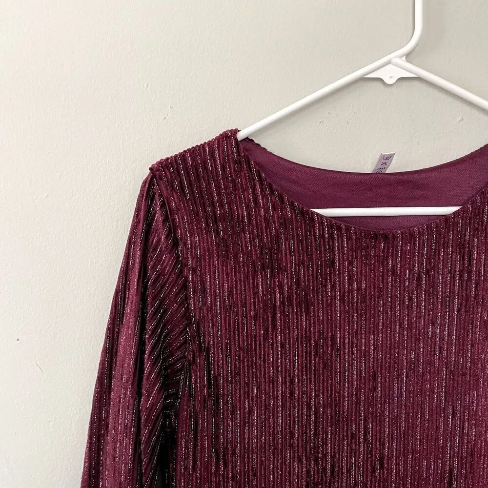 Deep burgundy purple 3/4 sleeved long dress formal crewneck women size XXL - Image 2