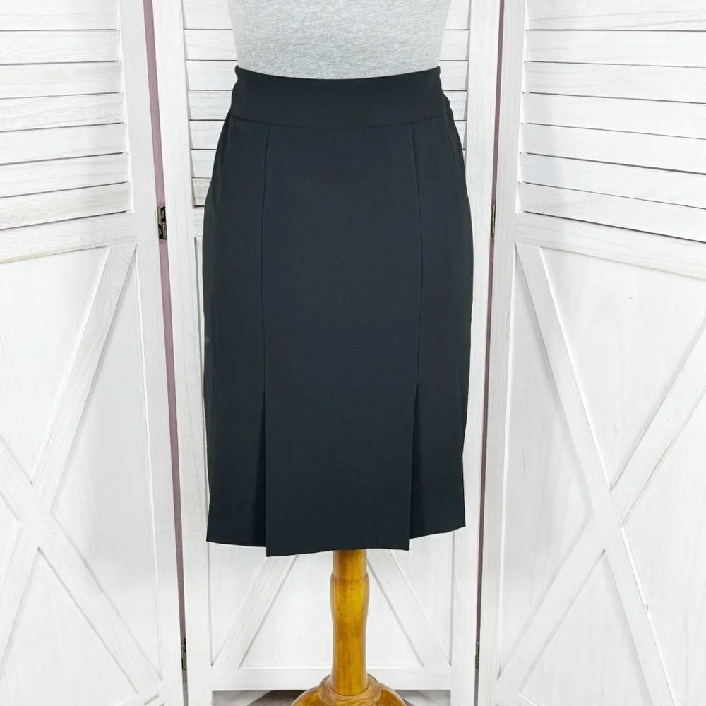 White House Black Market Pleat Back Pencil‎ Skirt Black Size 2 - Image 4