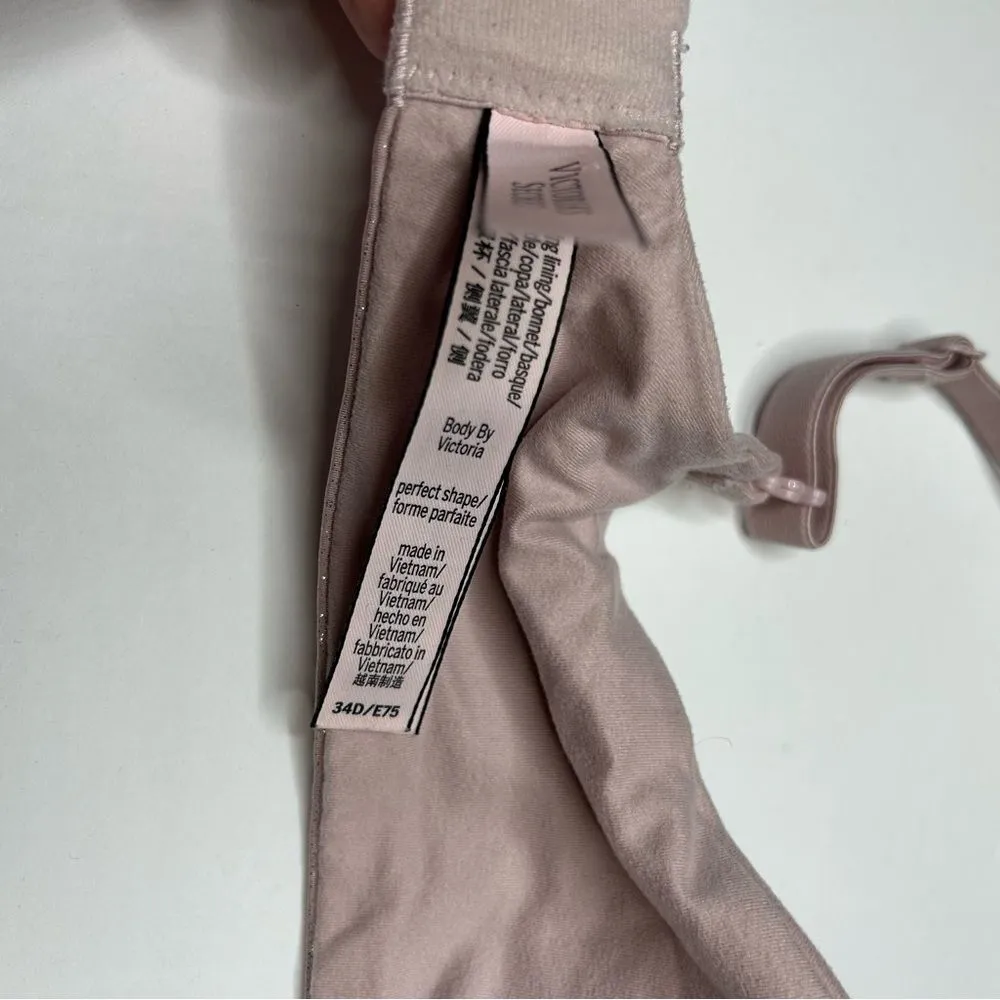 Victoria's Secret perfect shape Bra 34D Molded Cups glitter detail - Image 7