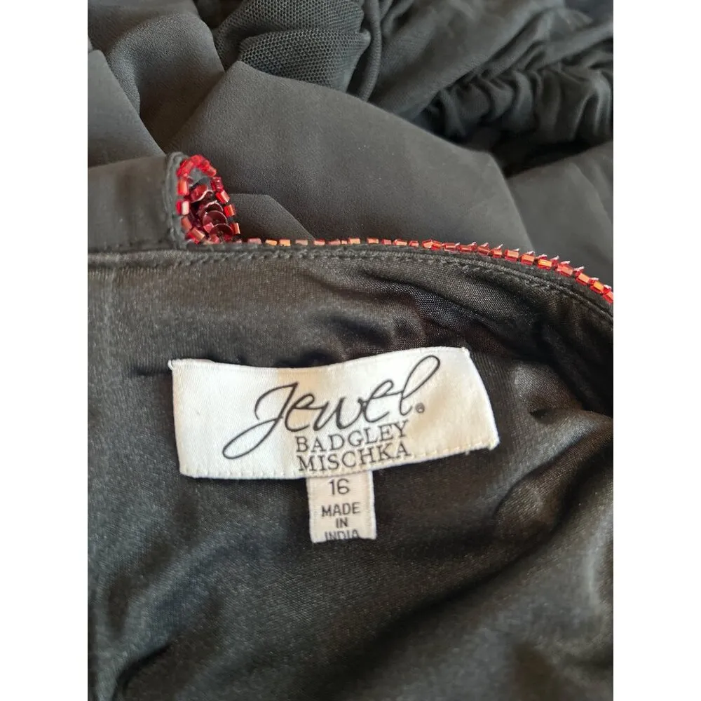 Jewel Badgley Mischka Ava Rhinestone Trapeze Dress Black Womens Size 16 - Image 10