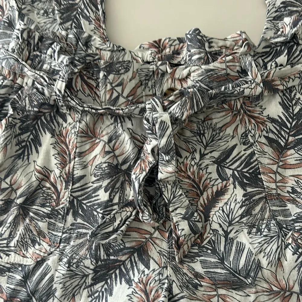 Tropical floral elastic waist w/ belt straight leg boho pants - Image 4