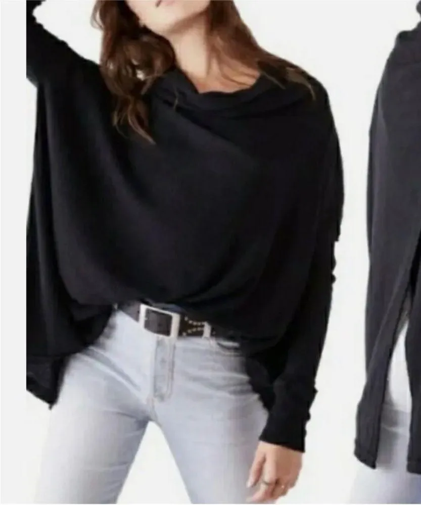 Free People Juicy Waffle Knit Open Back Sweater Black Medium NEW - Image 2