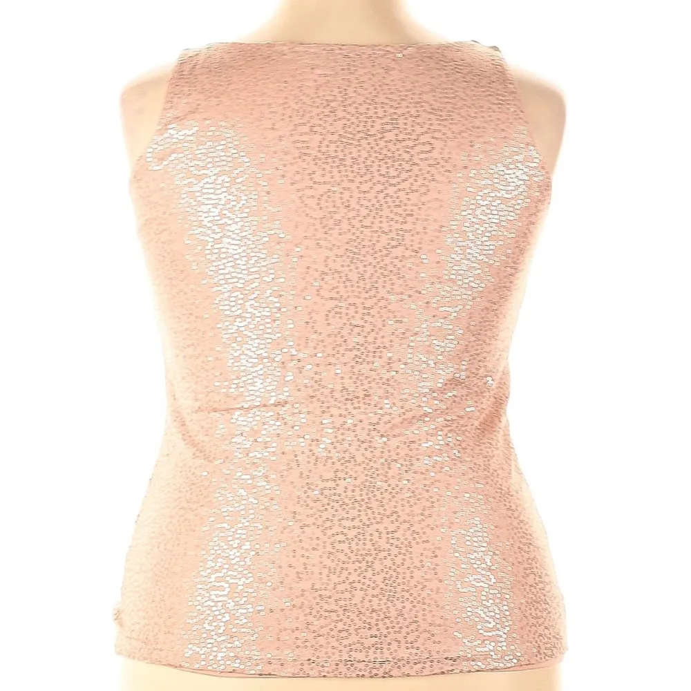 Talbots Woman Sequin Shimmering Rose Gold Pink Tank Top Camisole Plus Size 0X - Image 2